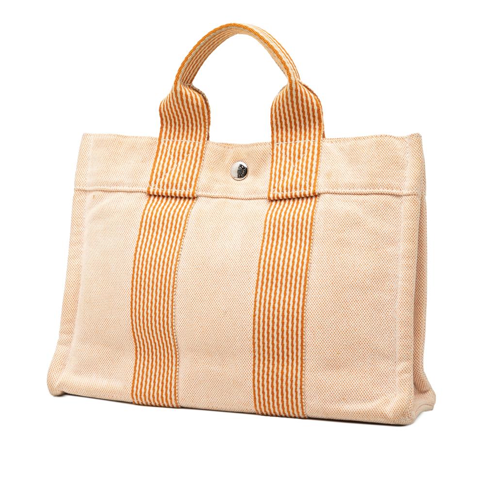 Hermès B Hermès Brown Nude with Orange Canvas Fabric Fourre Tout PM France
