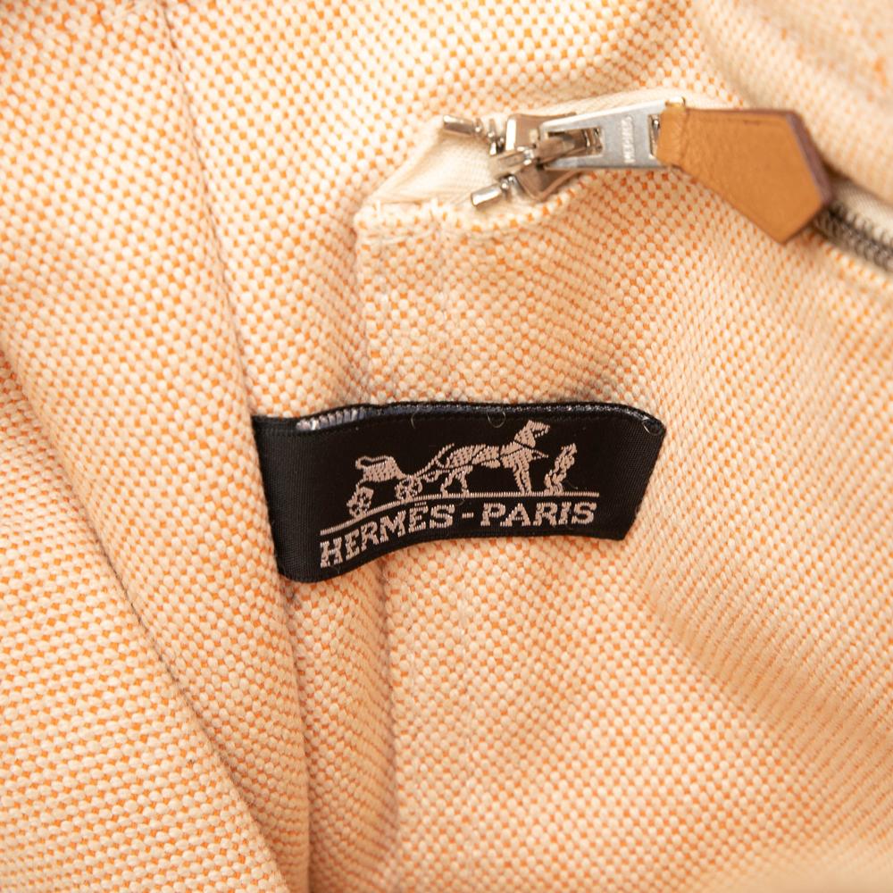 Hermès B Hermès Brown Nude with Orange Canvas Fabric Fourre Tout PM France