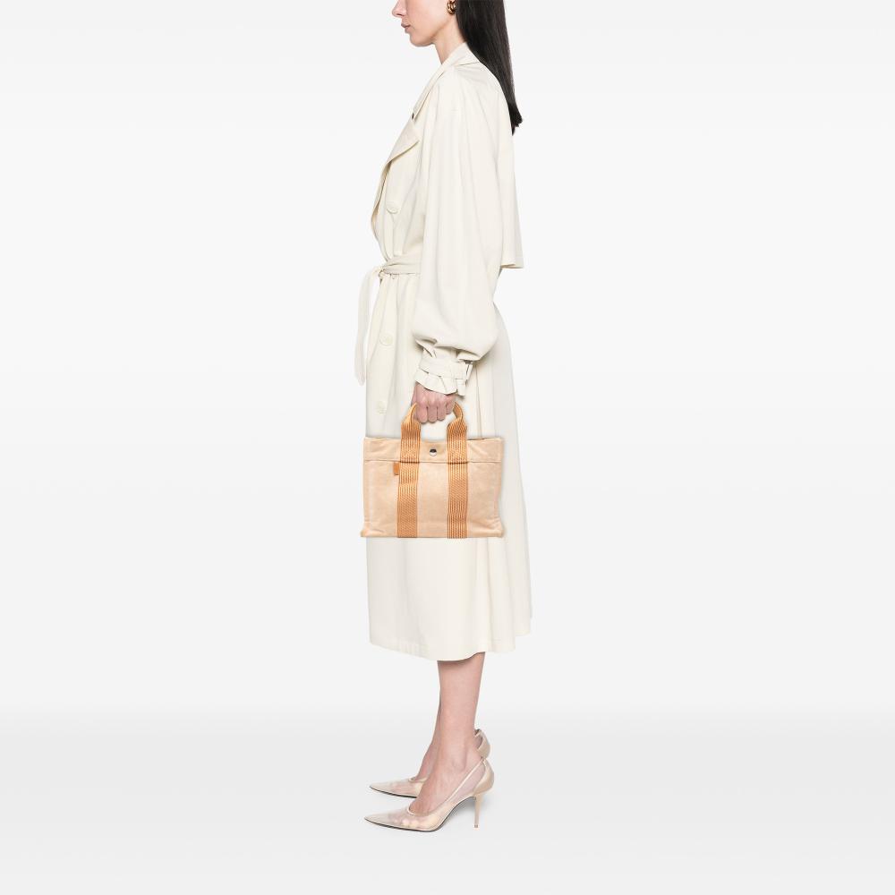 Hermès B Hermès Brown Nude with Orange Canvas Fabric Fourre Tout PM France