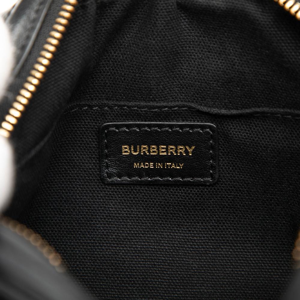 Burberry B Burberry Black Calf Leather Embossed skin TB Monogram Camera Chain Crossbody Italy