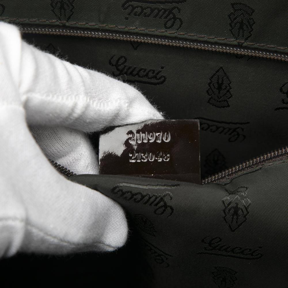 Gucci B Gucci Brown Beige Canvas Fabric GG Web Jolie Tote Italy