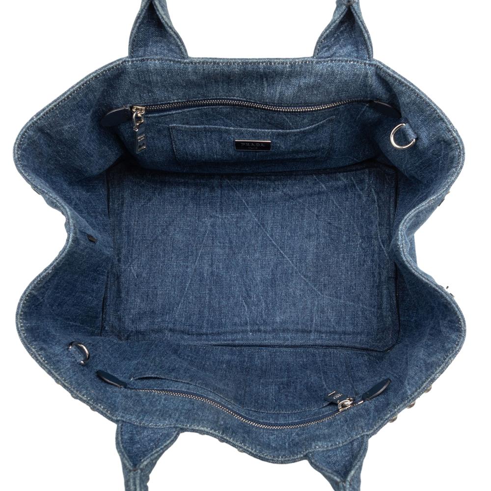 Prada B Prada Blue Denim Denim Fabric Canapa Bijoux Satchel India