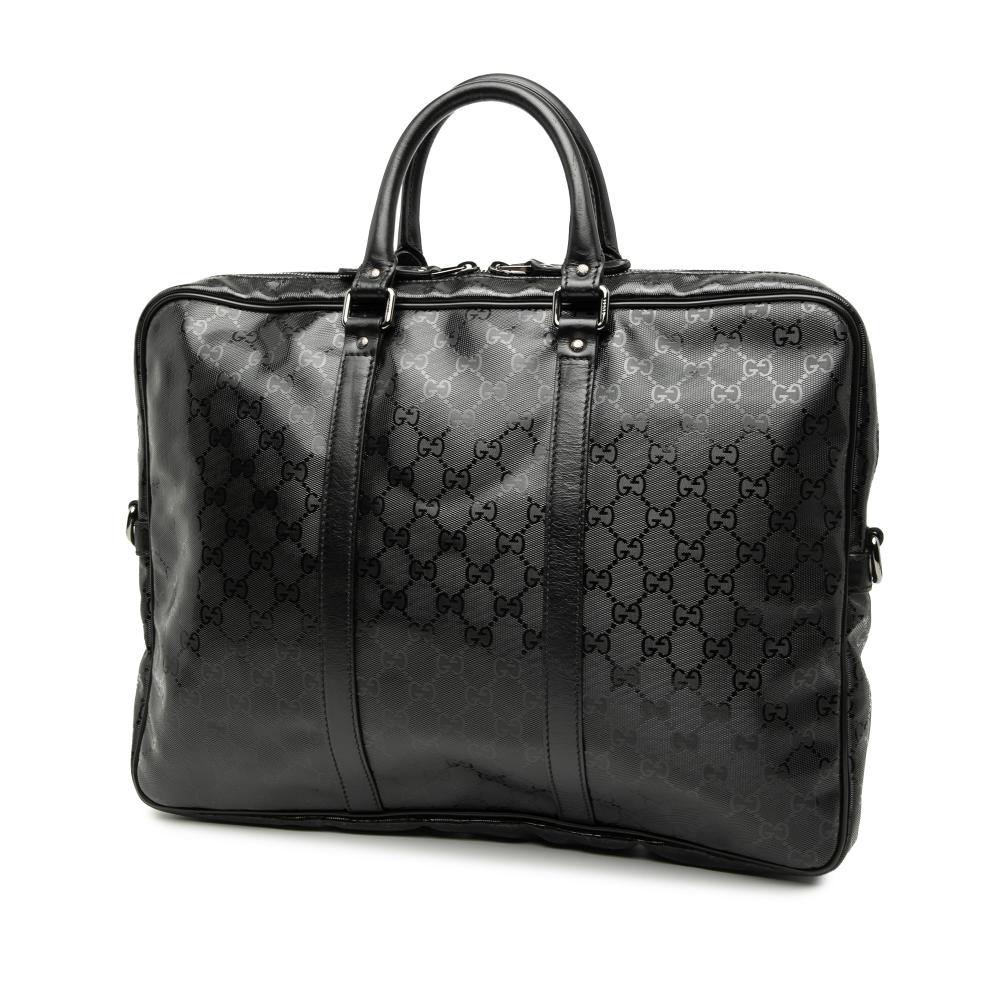 Gucci AB Gucci Black Coated Canvas Fabric GG Imprime Business Bag Italy