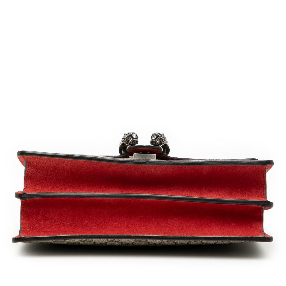 Gucci AB Gucci Brown Beige with Red Coated Canvas Fabric Medium GG Supreme Dionysus Shoulder Bag Italy