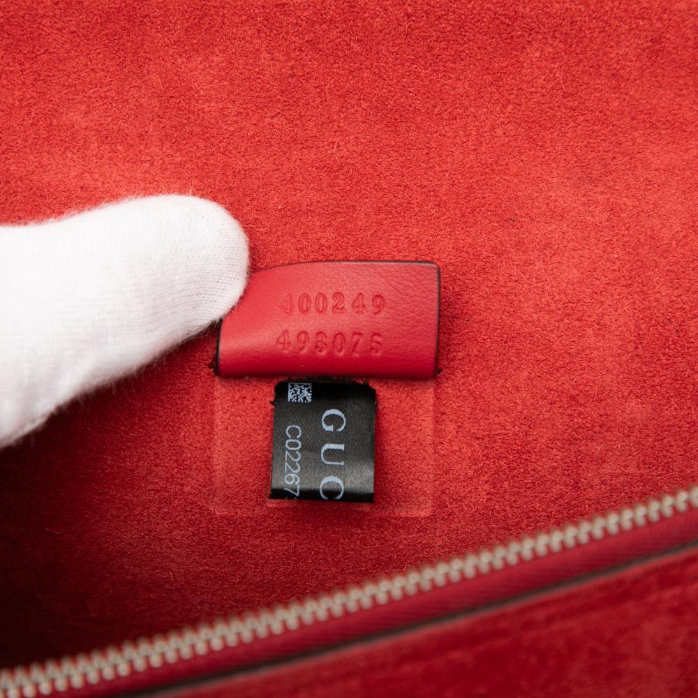 Gucci AB Gucci Brown Beige with Red Coated Canvas Fabric Medium GG Supreme Dionysus Shoulder Bag Italy