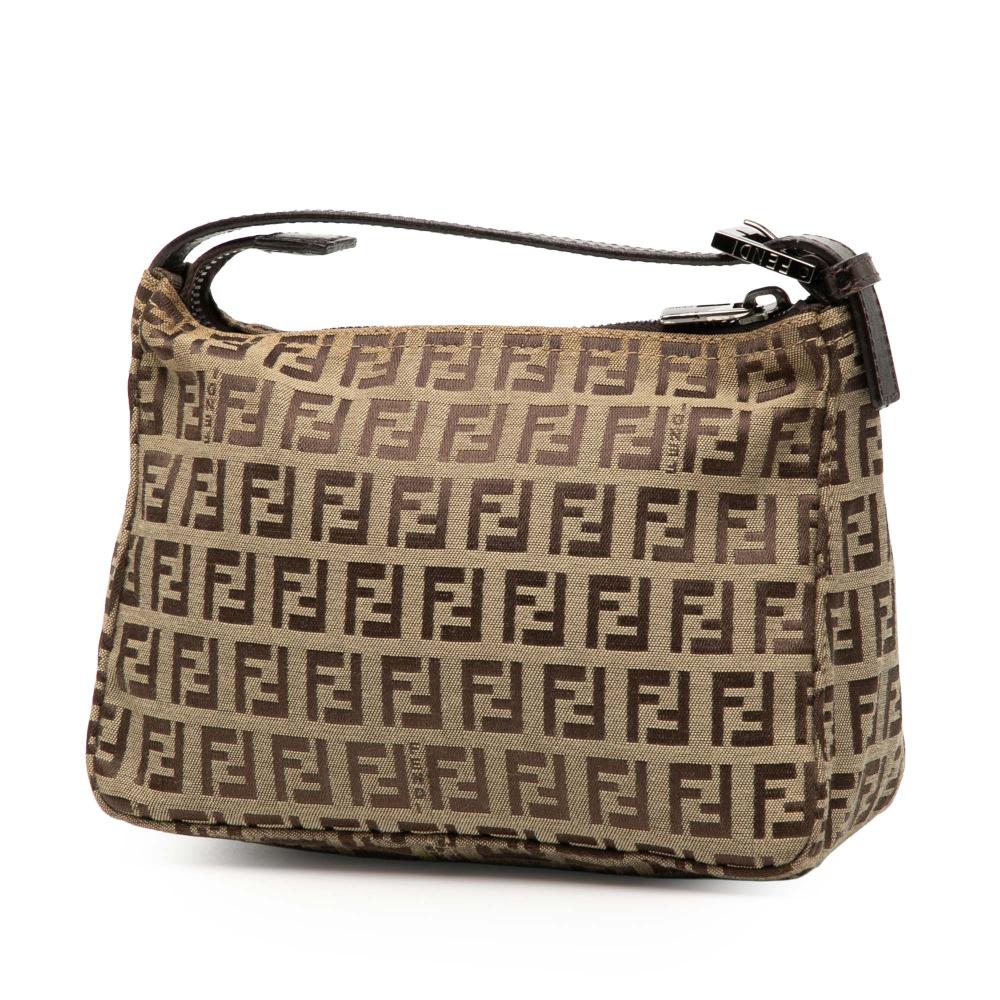 Fendi B Fendi Brown Light Brown Canvas Fabric Zucchino Handbag Italy