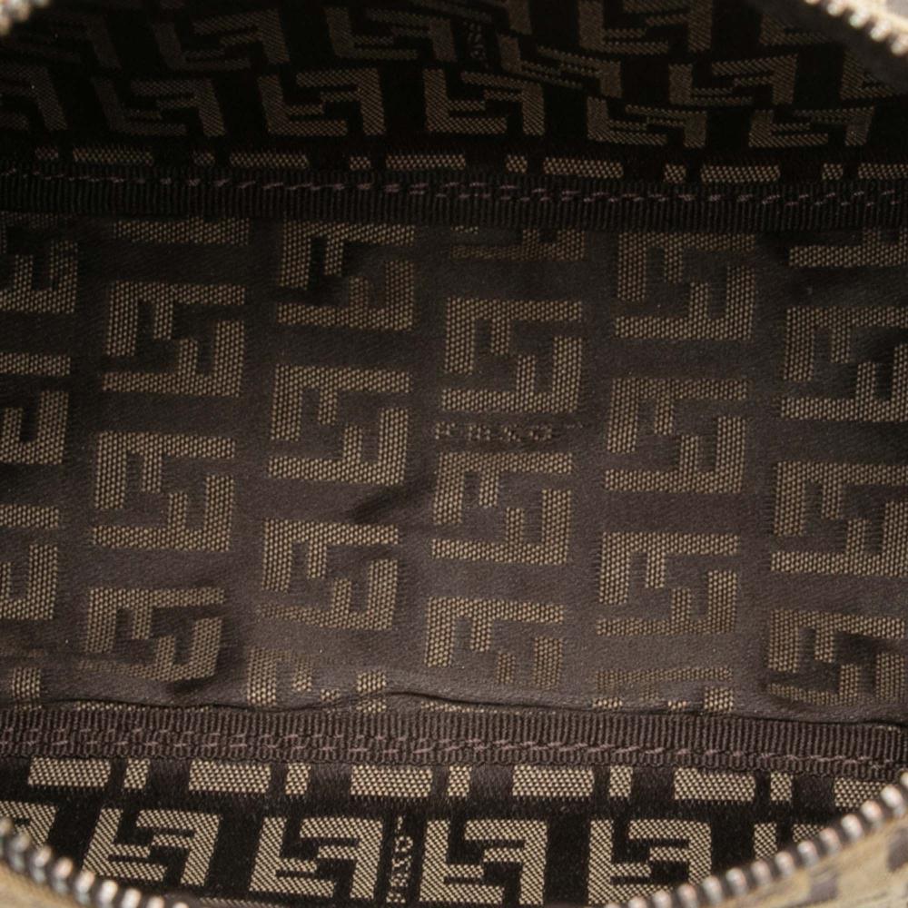 Fendi B Fendi Brown Light Brown Canvas Fabric Zucchino Handbag Italy