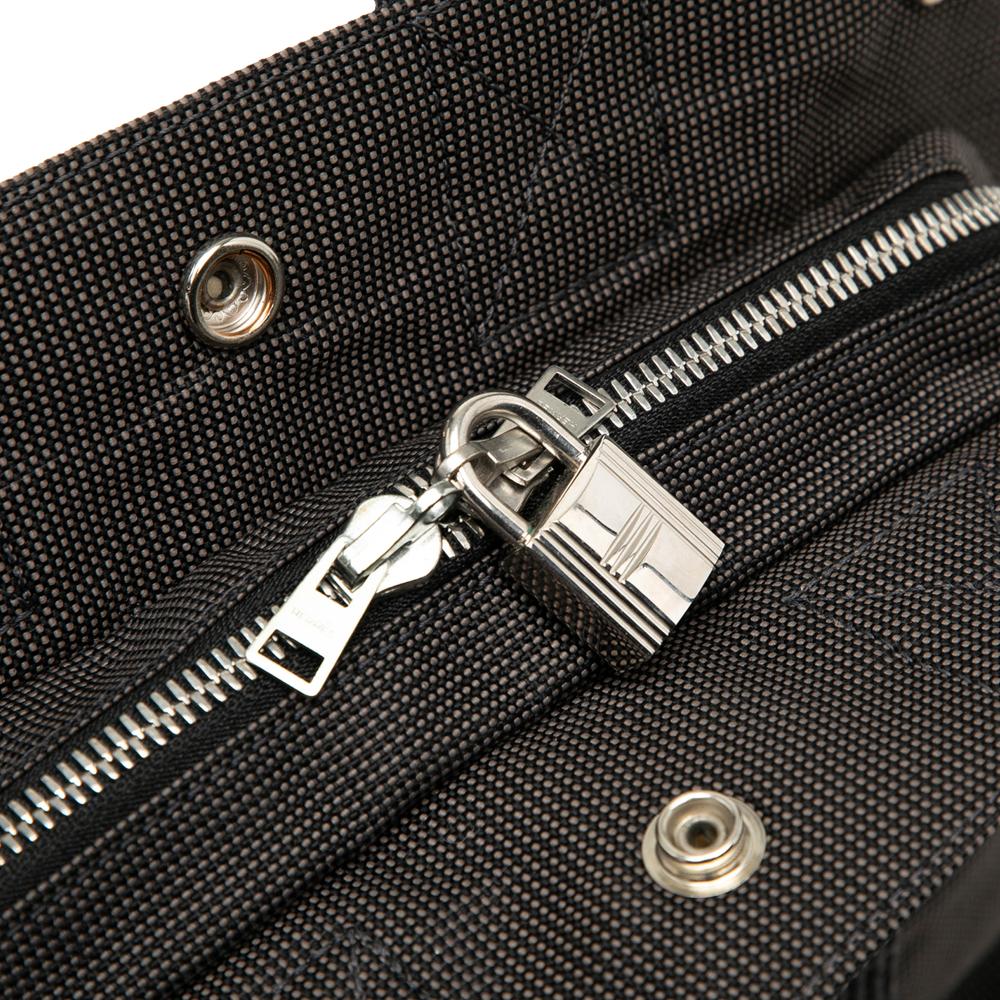 Hermès AB Hermès Gray Dark Gray Canvas Fabric Herline PM France