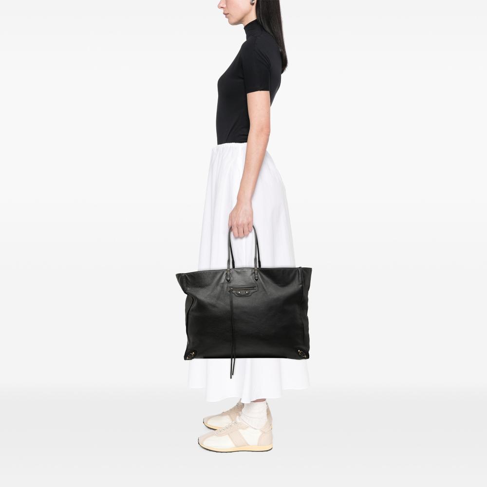 Balenciaga B Balenciaga Black Calf Leather Papier A4 Zip Around Tote Italy