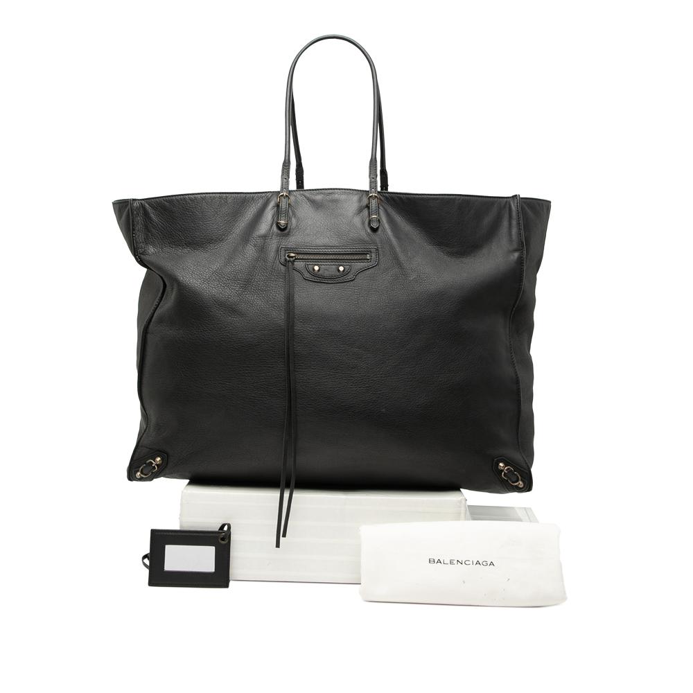 Balenciaga B Balenciaga Black Calf Leather Papier A4 Zip Around Tote Italy