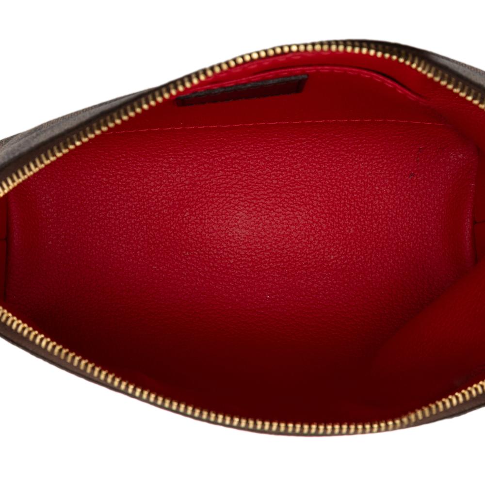 Louis Vuitton AB Louis Vuitton Brown Coated Canvas Fabric Damier Ebene Cosmetic Pouch PM France