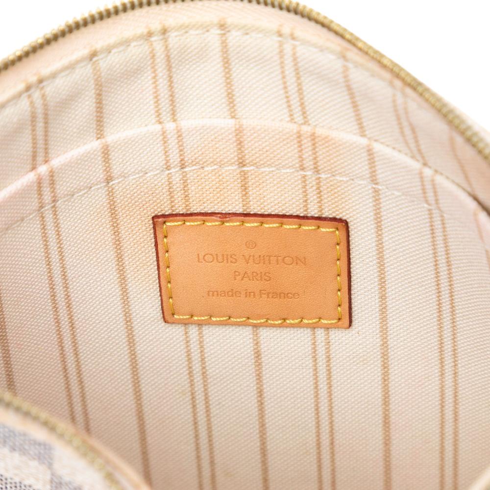 Louis Vuitton B Louis Vuitton White Damier Canvas Fabric Damier Azur Neverfull MM Pouch France