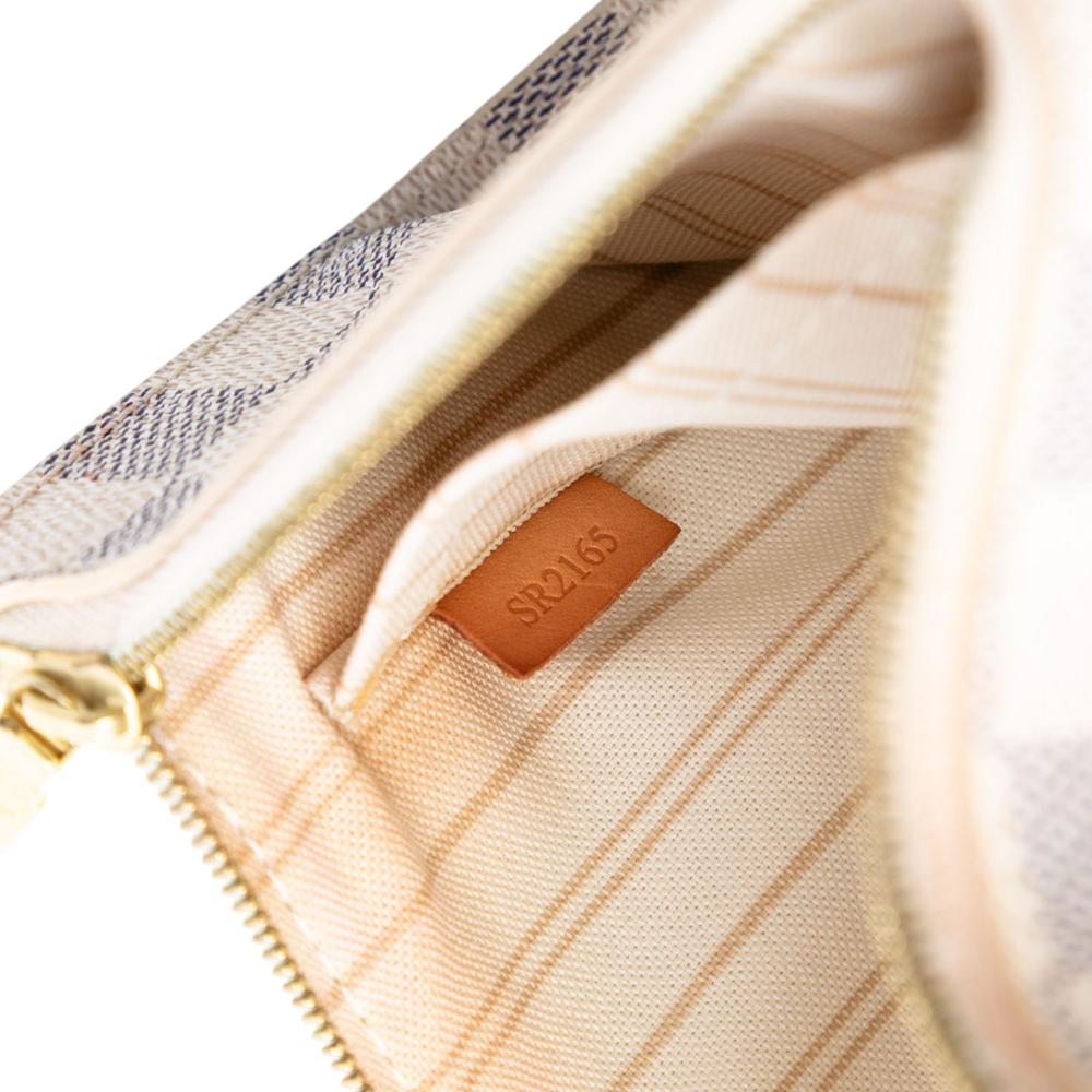 Louis Vuitton B Louis Vuitton White Damier Canvas Fabric Damier Azur Neverfull MM Pouch France