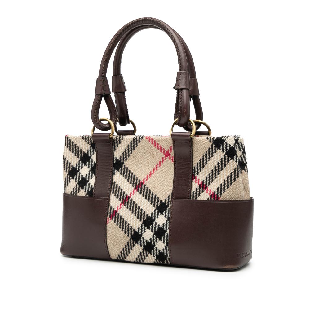 Burberry B Burberry Brown Beige Wool Fabric Supernova Check Tote United Kingdom