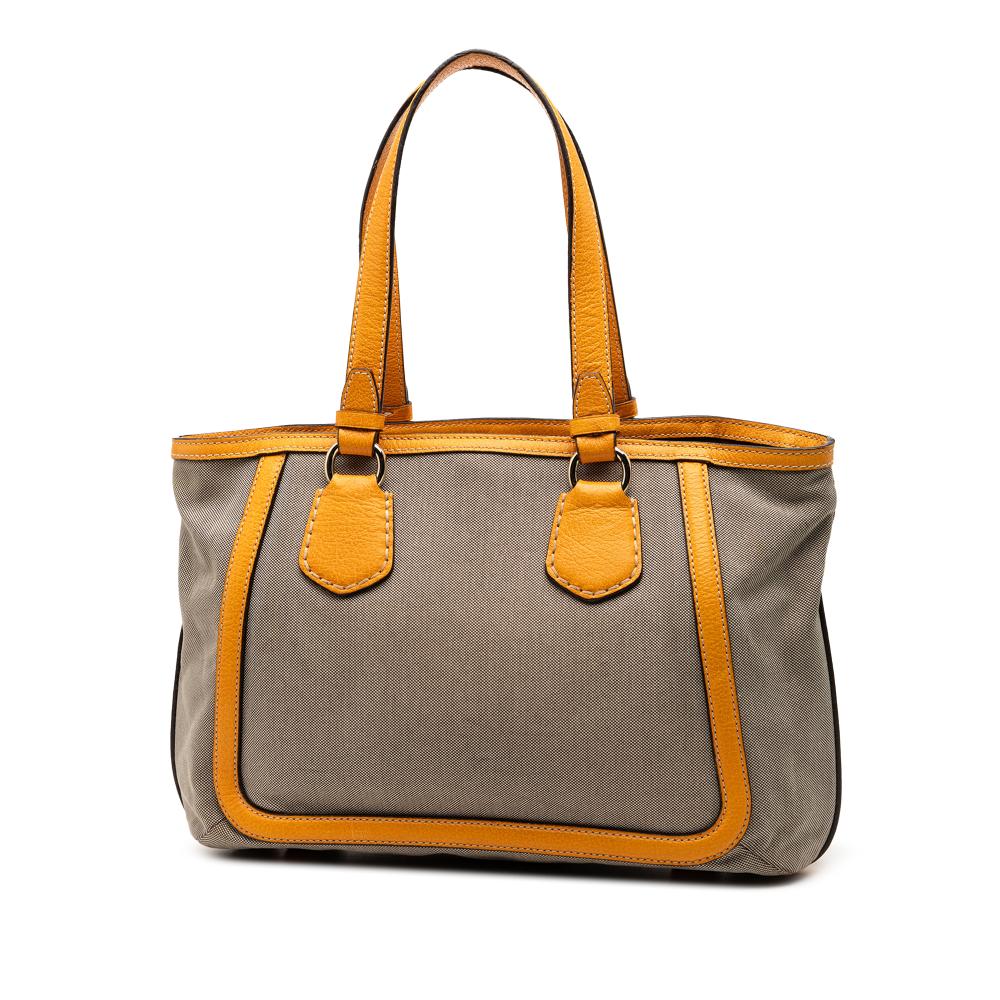 Celine B Celine Brown Beige with Orange Light Orange Canvas Fabric Carriage Tote China