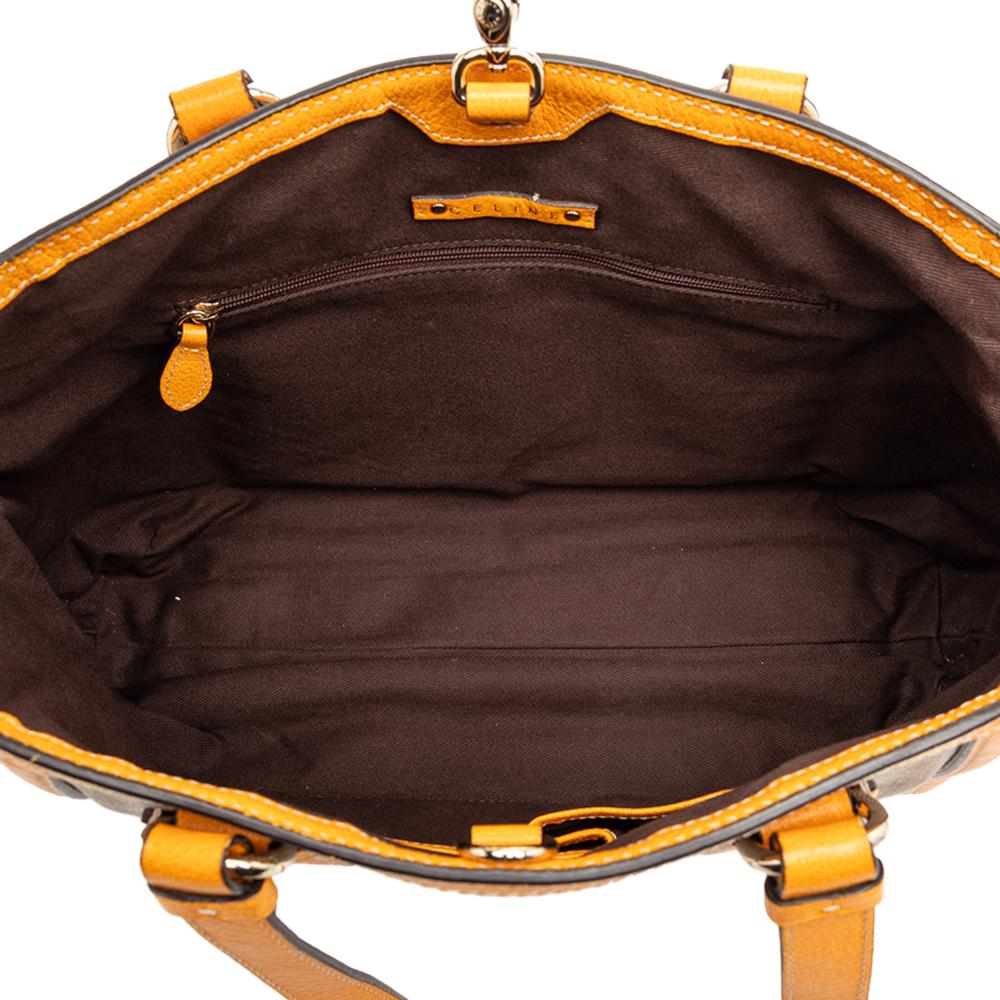 Celine B Celine Brown Beige with Orange Light Orange Canvas Fabric Carriage Tote China