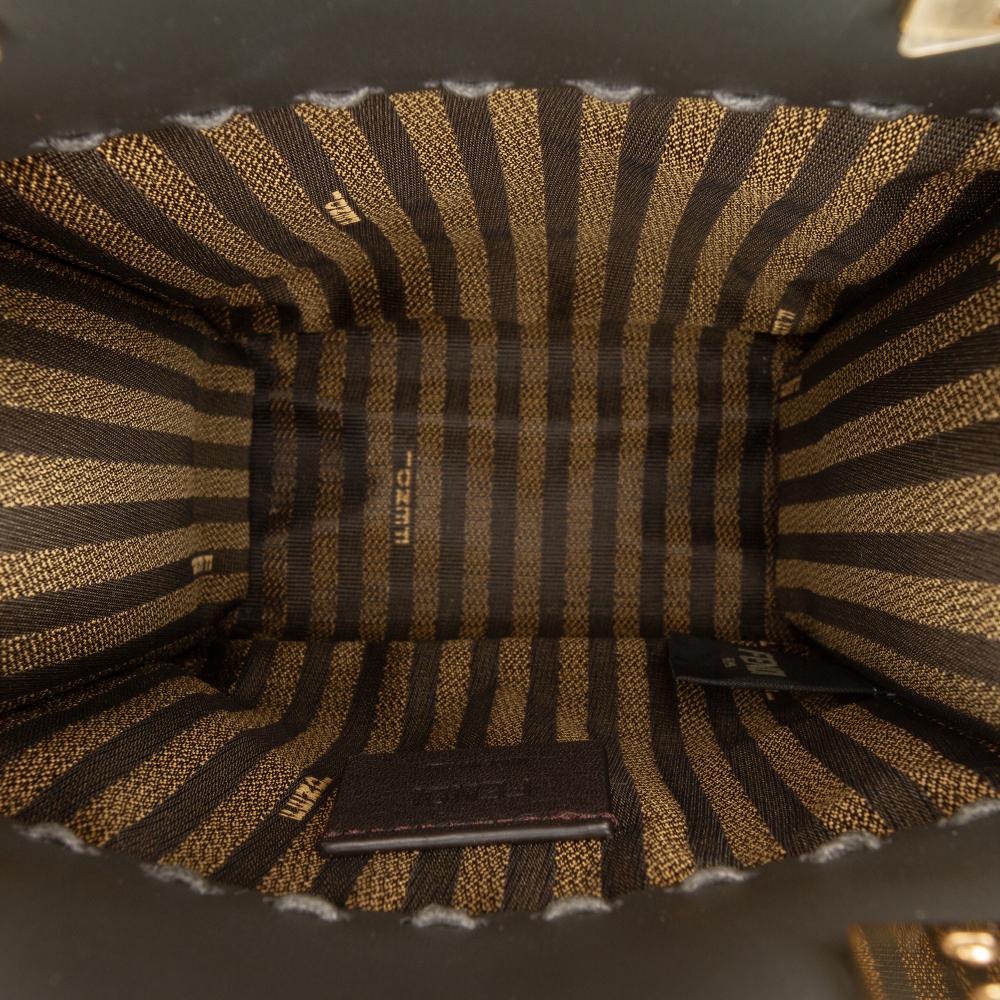 Fendi AB Fendi Black Calf Leather Mini Sunshine Shopper Tote Italy