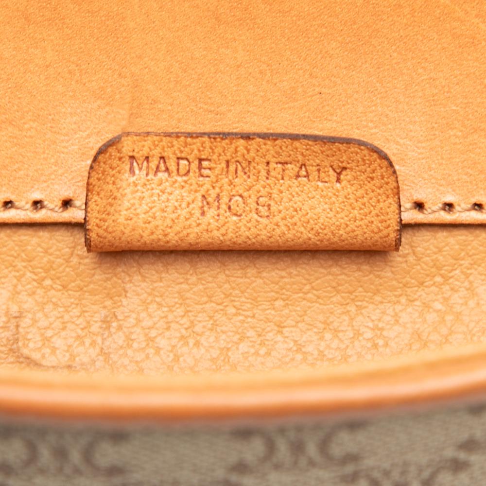 Celine B Celine Brown Beige Coated Canvas Fabric Macadam Clutch Italy