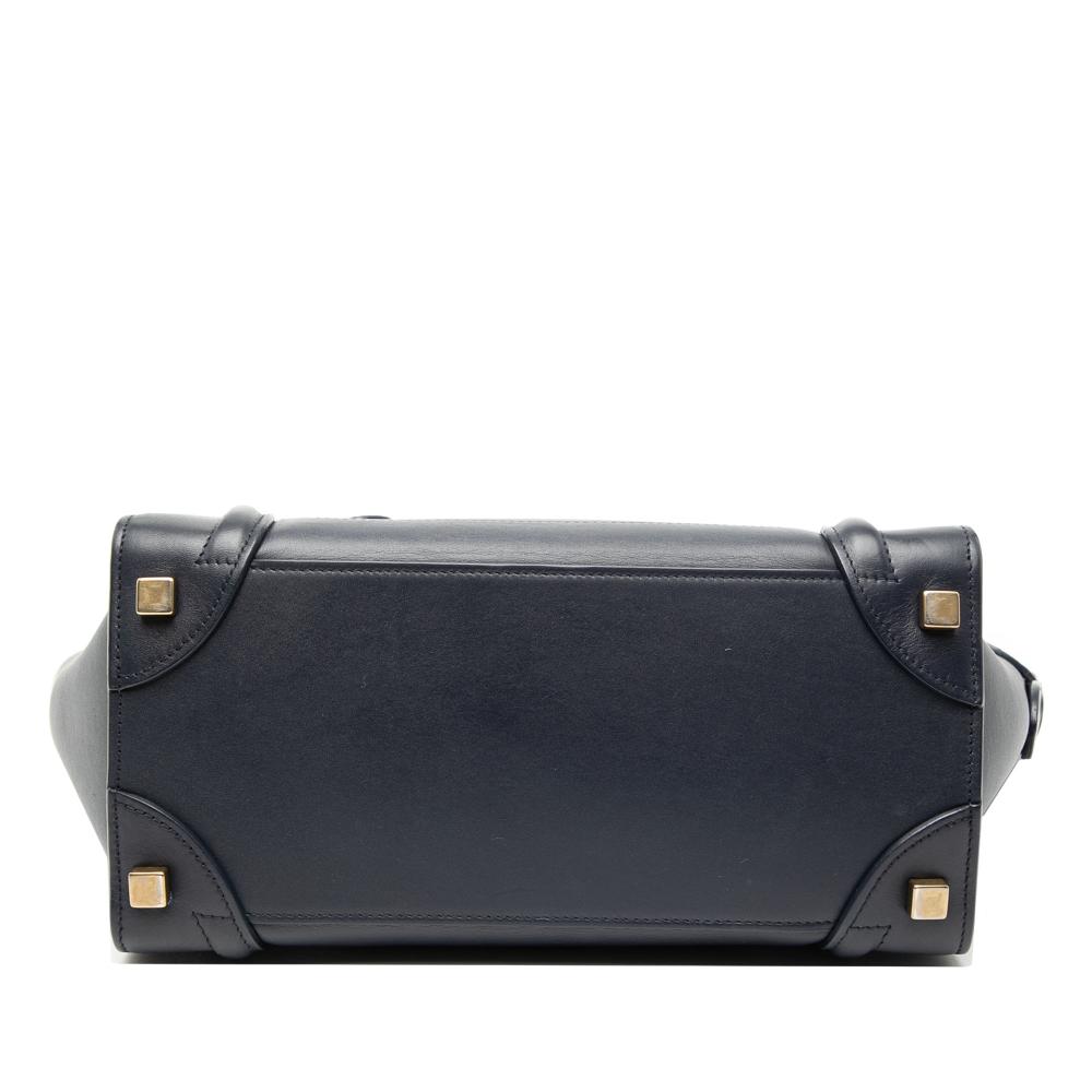 Celine B Celine Blue Navy Calf Leather Micro Luggage Tote Italy