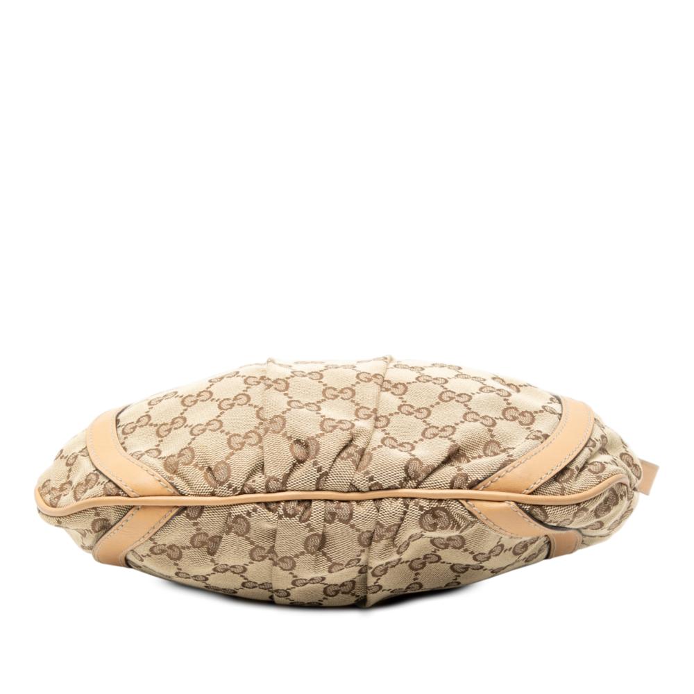 Gucci B Gucci Brown Beige Canvas Fabric GG Abbey D Ring Crossbody Italy