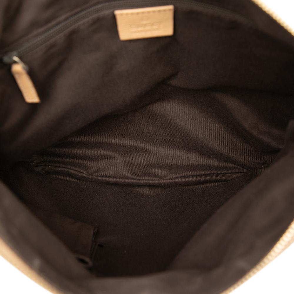 Gucci B Gucci Brown Beige Canvas Fabric GG Abbey D Ring Crossbody Italy