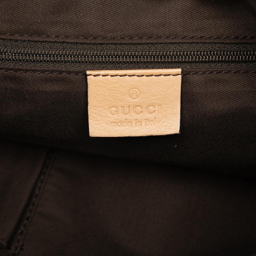 Gucci B Gucci Brown Beige Canvas Fabric GG Abbey D Ring Crossbody Italy