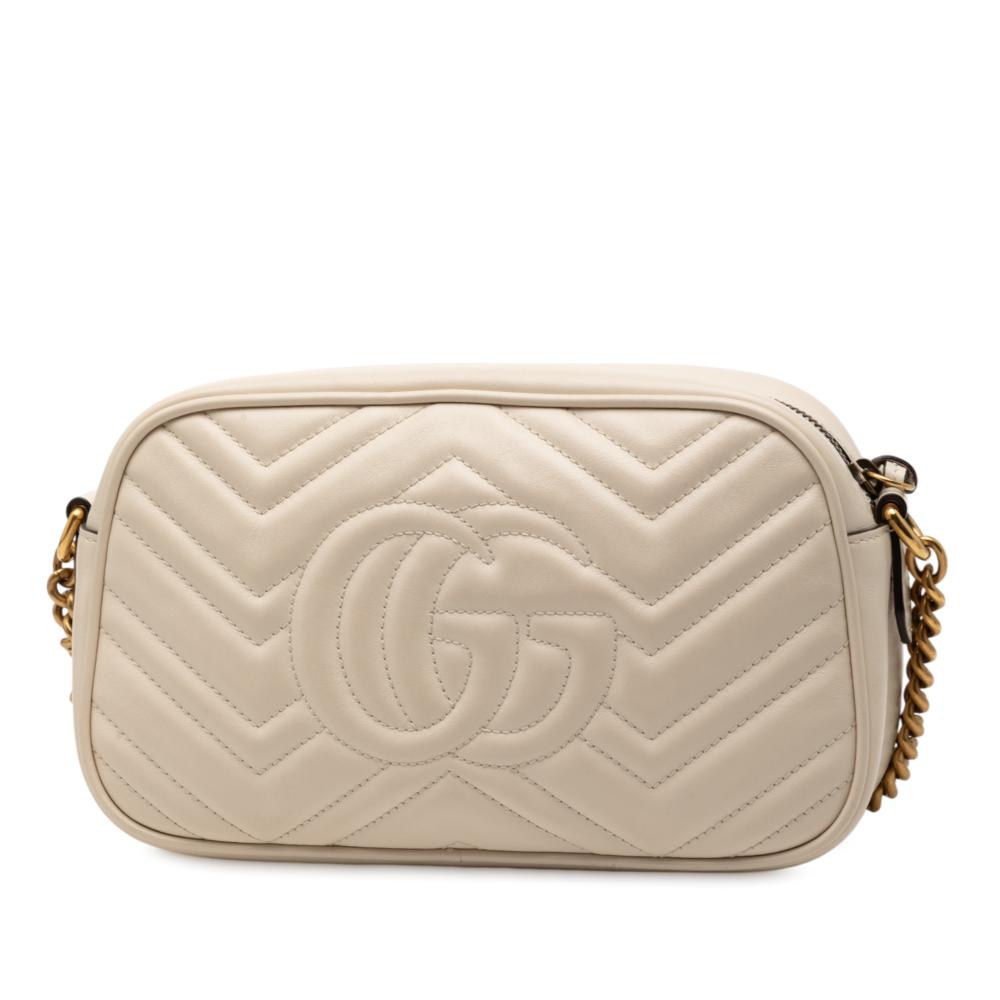 Gucci B Gucci White Calf Leather Small GG Marmont Matelasse Crossbody Italy