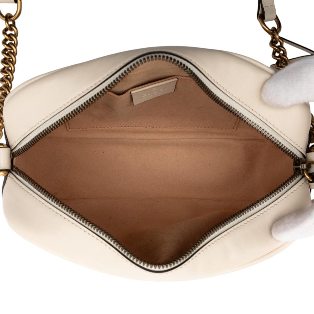 Gucci B Gucci White Calf Leather Small GG Marmont Matelasse Crossbody Italy