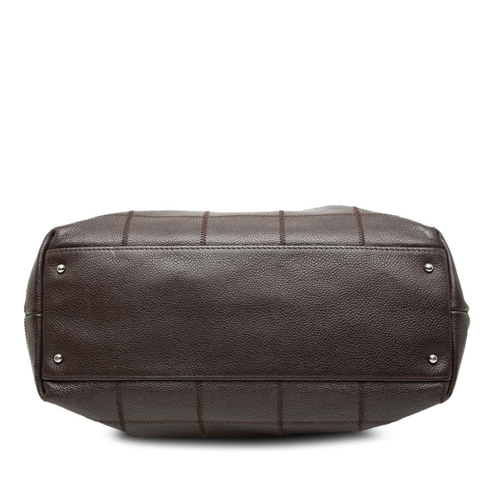 Chanel B Chanel Brown Dark Brown Caviar Leather Leather Chocolate Bar Stitched Caviar Tote France