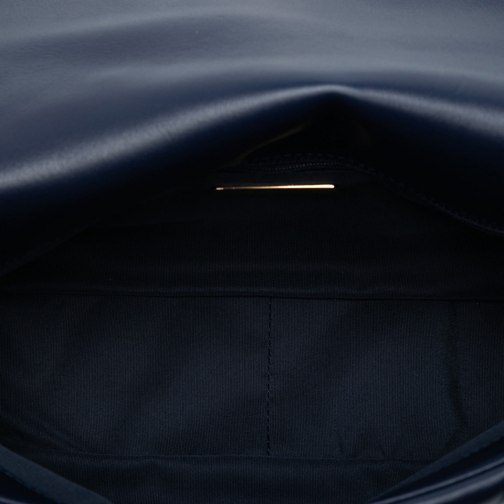 Chanel 19 Large Lambskin Leather Matelassè Flap Handbag Blue