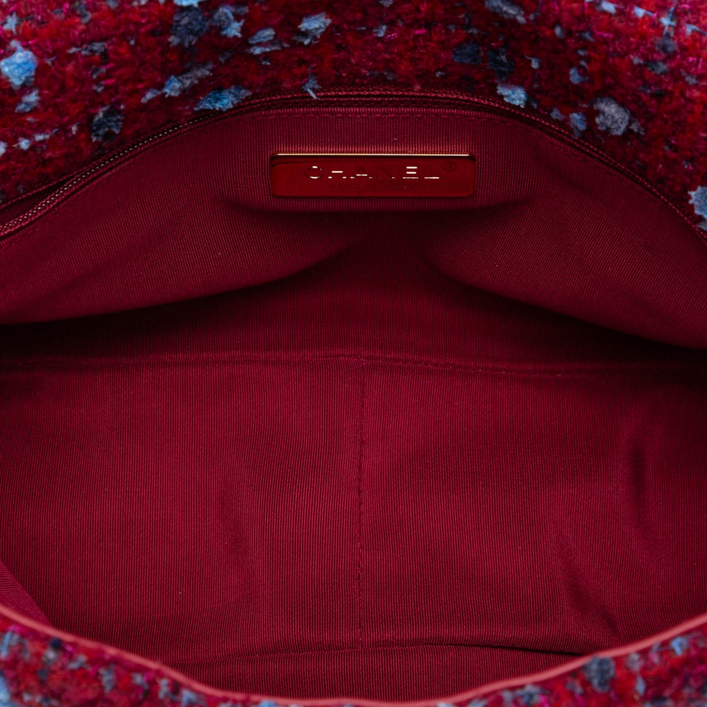 Chanel 19 Large Tweed Matelassè Flap Handbag Purple