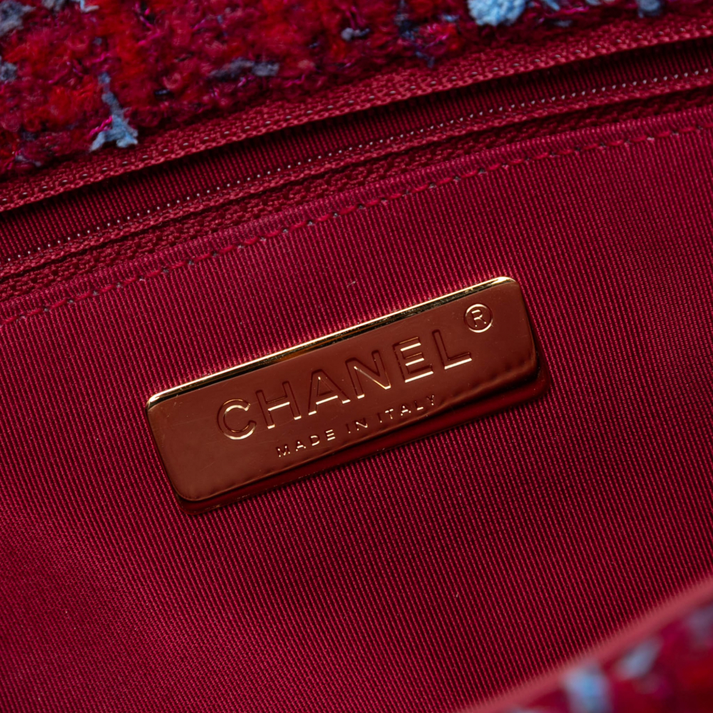 Chanel 19 Large Tweed Matelassè Flap Handbag Purple
