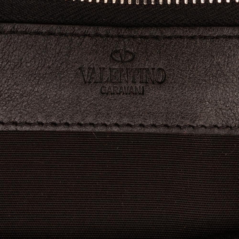 Valentino AB Valentino Black Calf Leather Studded Zip Around Wallet Italy