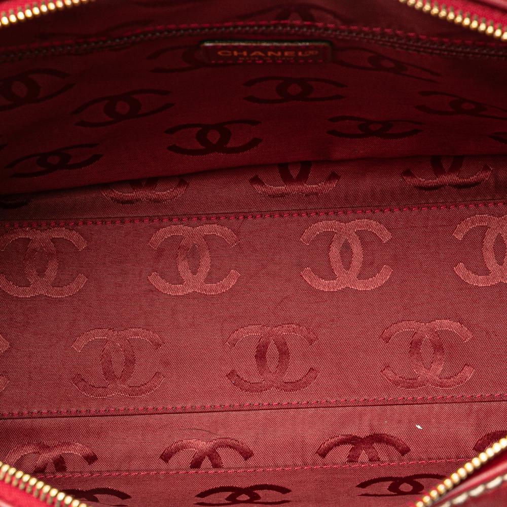 Chanel B Chanel Red Lambskin Leather Leather CC Lambskin Wild Stitch Handbag Italy