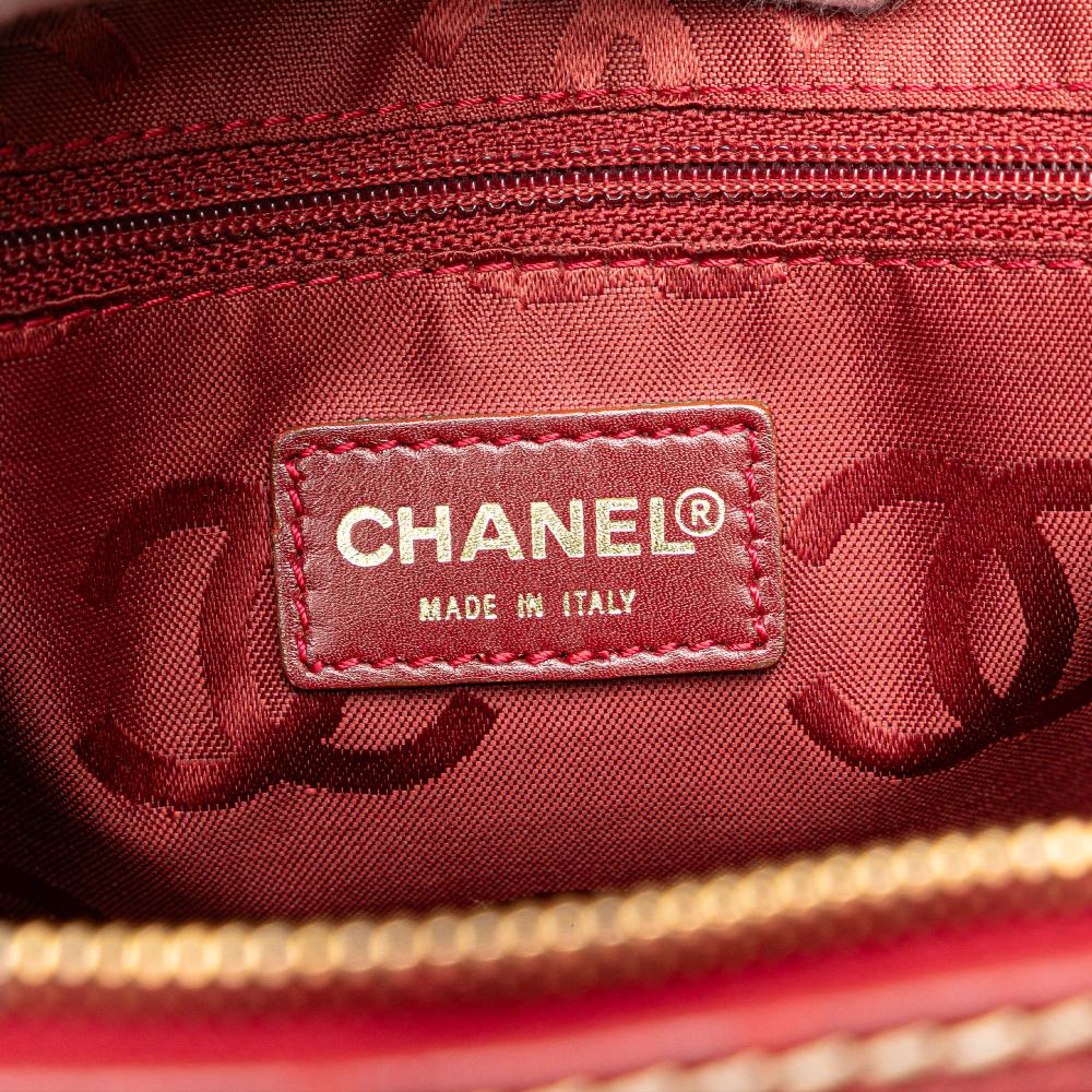 Chanel B Chanel Red Lambskin Leather Leather CC Lambskin Wild Stitch Handbag Italy