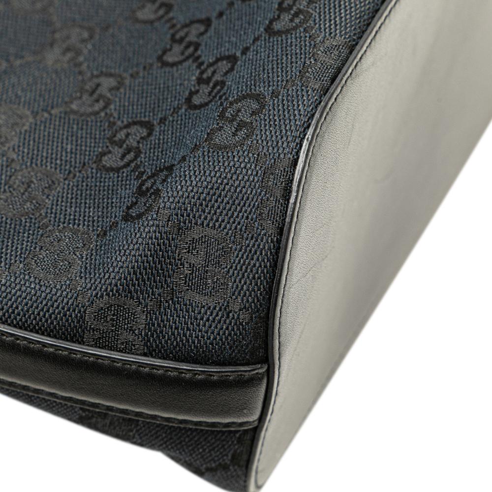 Gucci B Gucci Blue Navy Canvas Fabric GG Shoulder Bag Italy