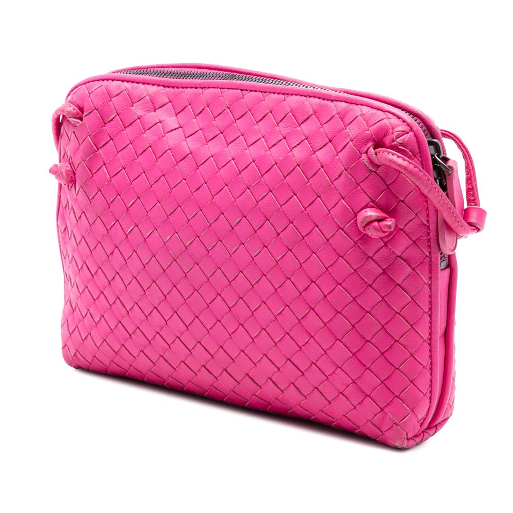 Bottega Veneta B Bottega Veneta Pink Hot Pink Nappa Leather Leather Nappa Intrecciato Nodini Crossbody Italy