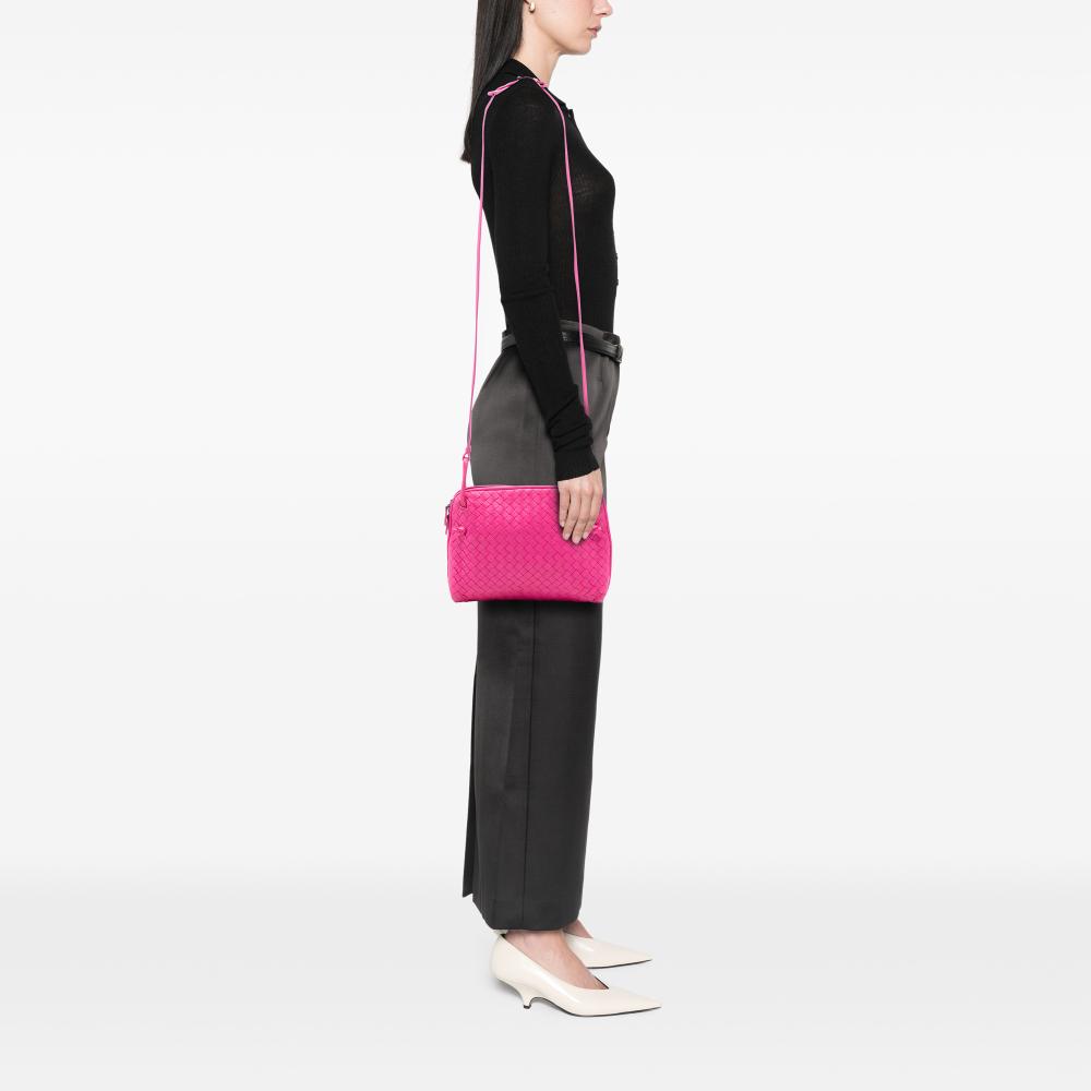 Bottega Veneta B Bottega Veneta Pink Hot Pink Nappa Leather Leather Nappa Intrecciato Nodini Crossbody Italy