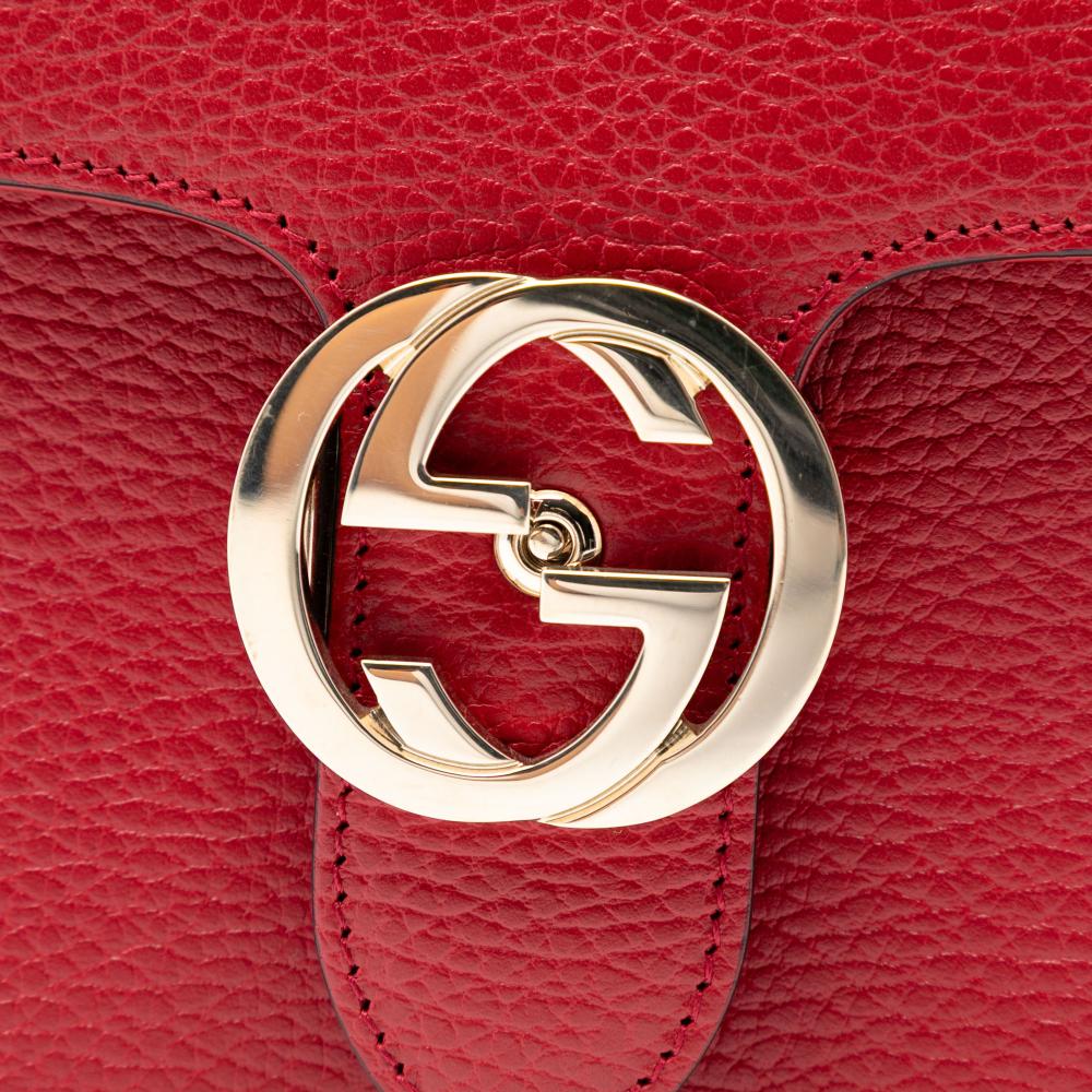 Gucci AB Gucci Red Calf Leather Small Dollar skin Interlocking G Crossbody Italy
