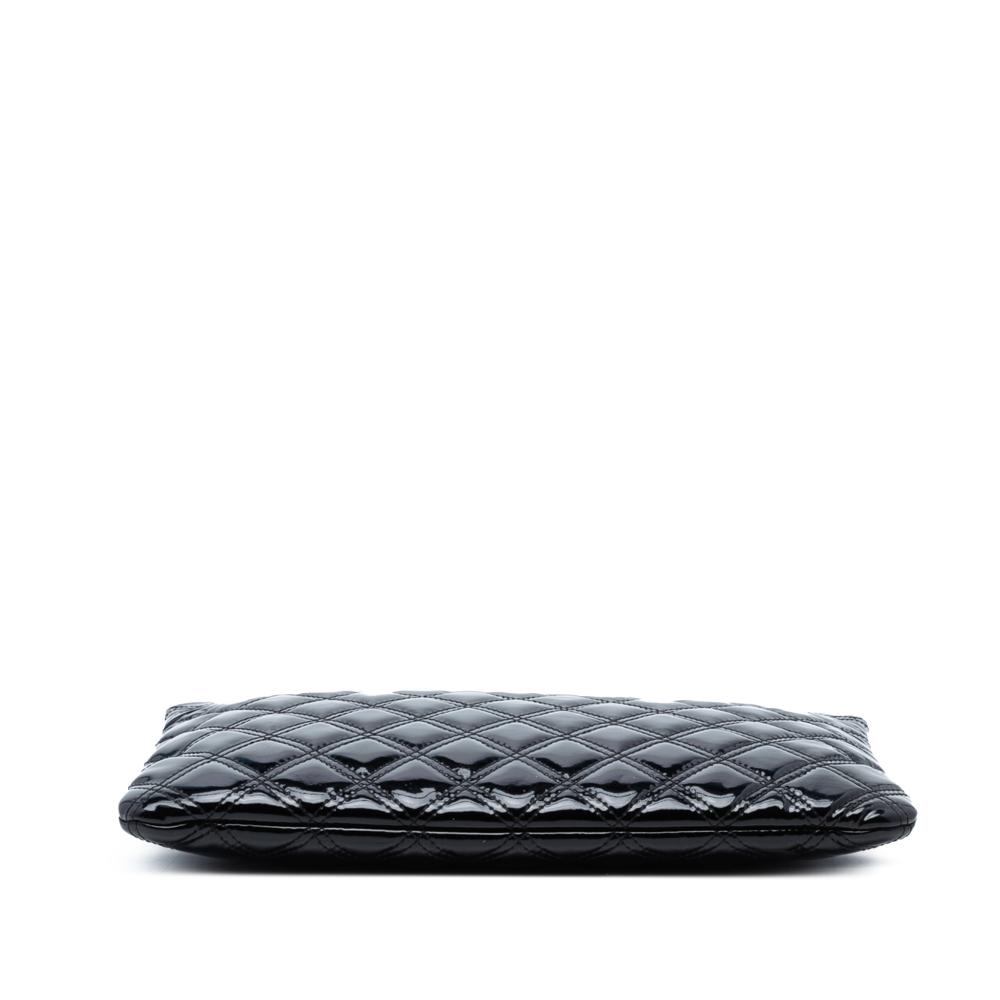 Chanel AB Chanel Black Patent Leather Leather Medium Quilted Patent Double Stitch O Case Clutch Italy
