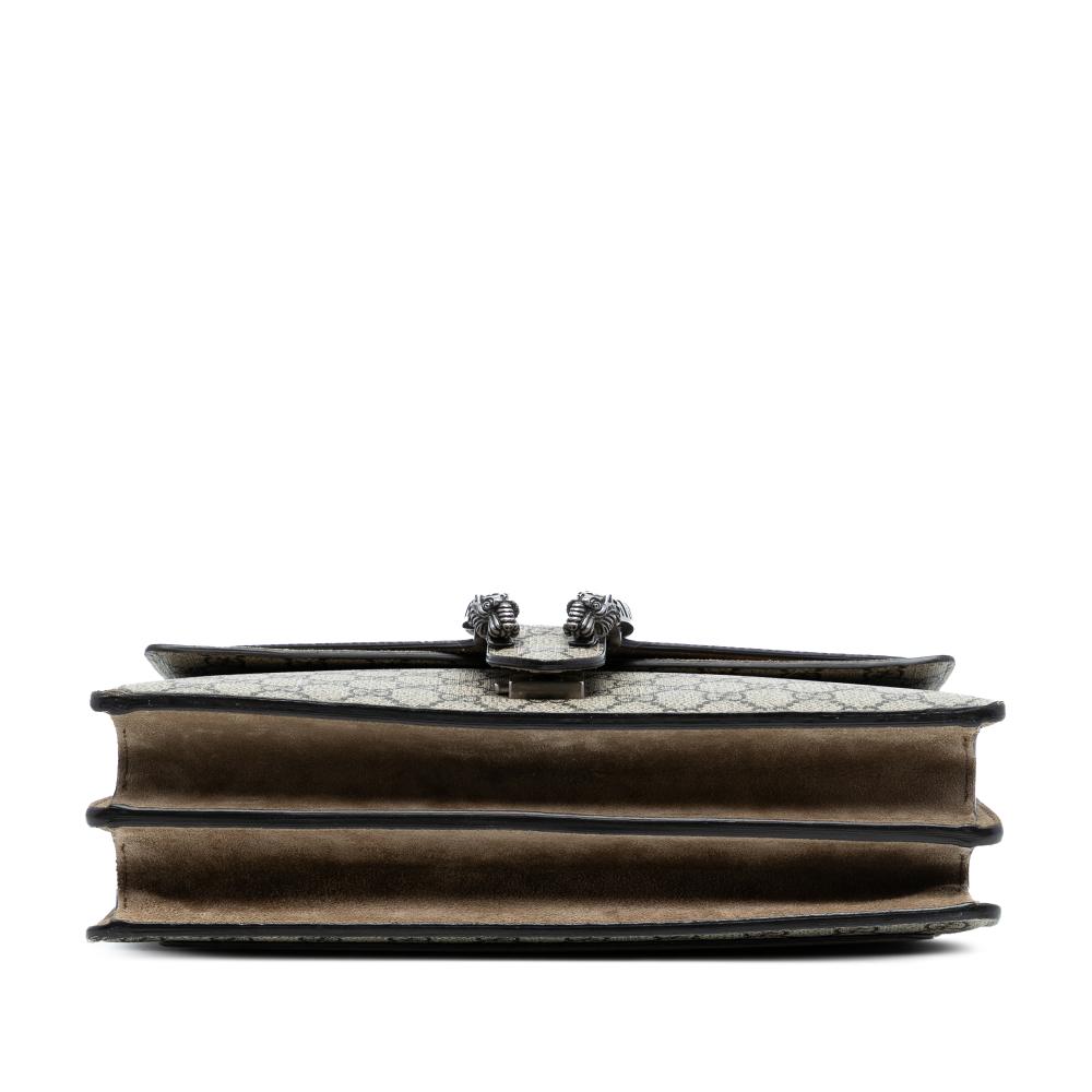 Gucci B Gucci Brown Beige Coated Canvas Fabric Medium GG Supreme Dionysus Shoulder Bag Italy