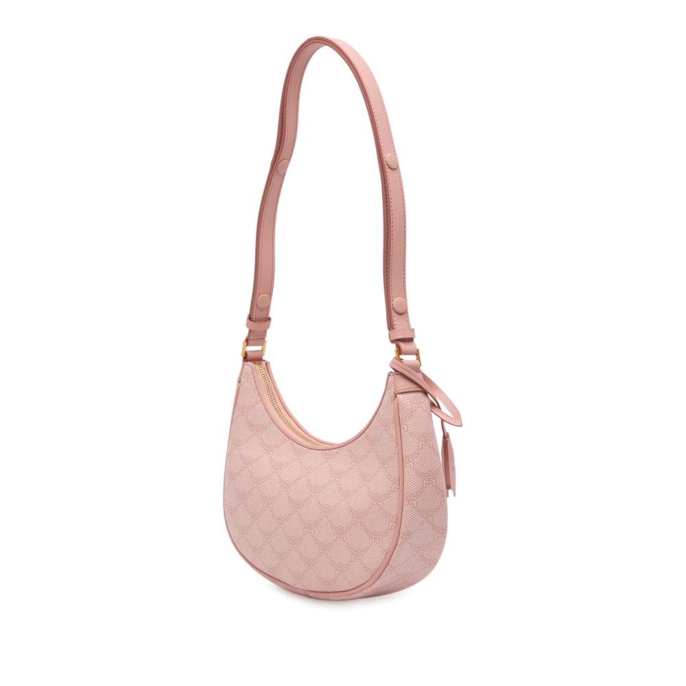 MCM AB MCM Pink Coated Canvas Fabric Small Lauretos Himmel Ascending Moon Hobo Korea, South