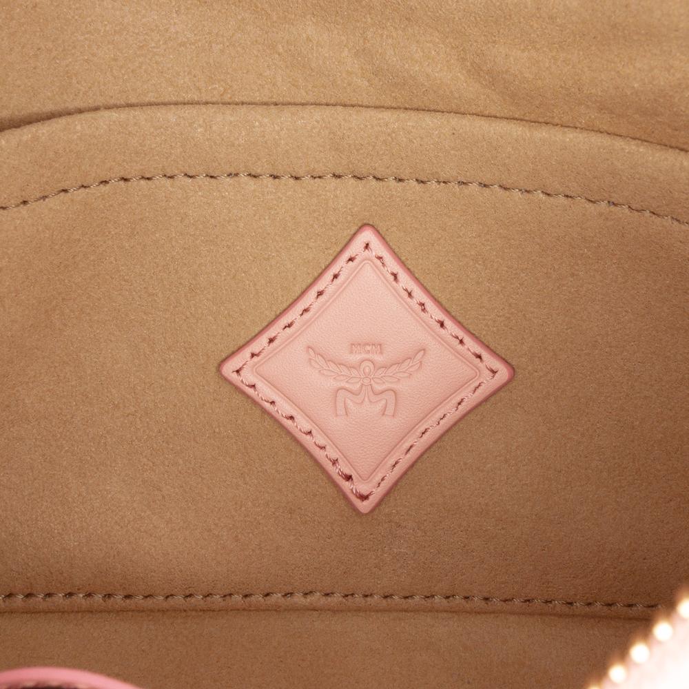 MCM AB MCM Pink Coated Canvas Fabric Small Lauretos Himmel Ascending Moon Hobo Korea, South