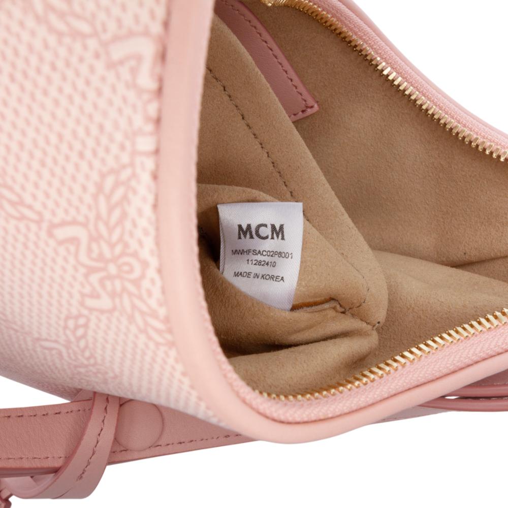 MCM AB MCM Pink Coated Canvas Fabric Small Lauretos Himmel Ascending Moon Hobo Korea, South