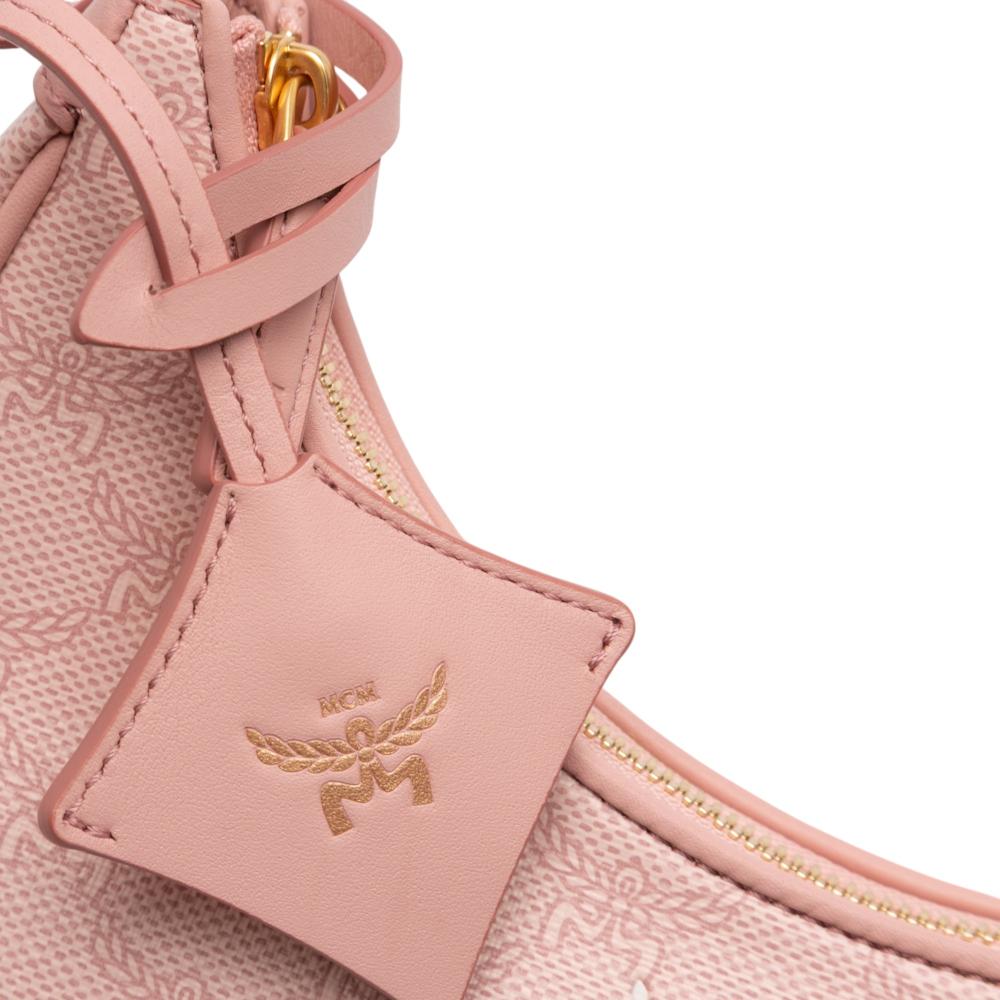 MCM AB MCM Pink Coated Canvas Fabric Small Lauretos Himmel Ascending Moon Hobo Korea, South