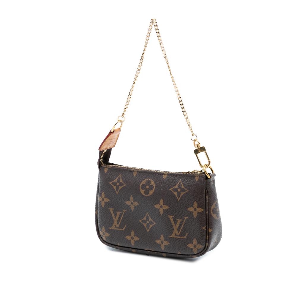 Louis Vuitton B Louis Vuitton Brown Monogram Canvas Fabric Monogram Mini Pochette Accessoires Spain