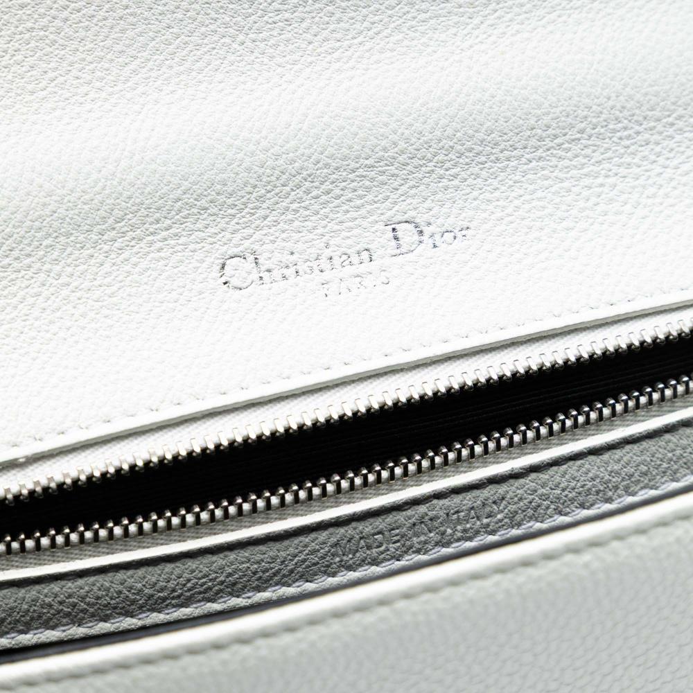 Christian Dior B Dior White Calf Leather Small Grained skin Diorama Flap Italy