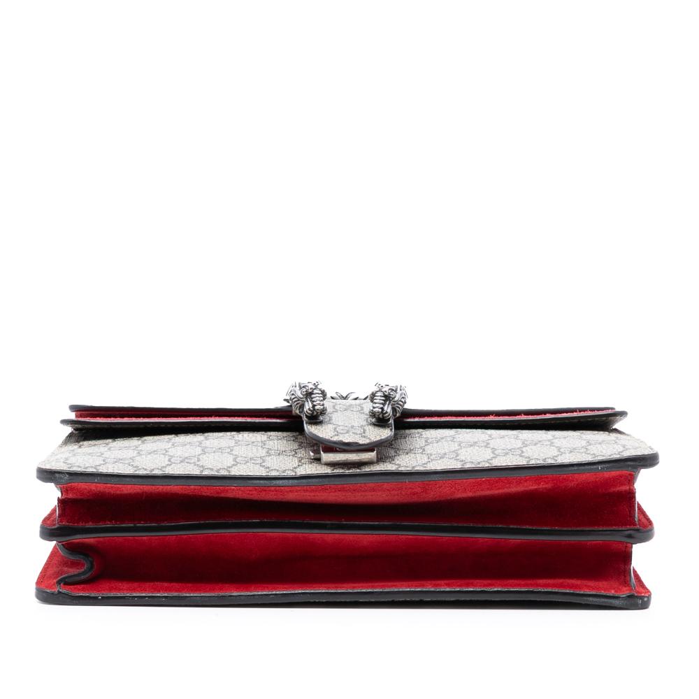 Gucci AB Gucci Brown Beige Coated Canvas Fabric Medium GG Supreme Dionysus Shoulder Bag Italy