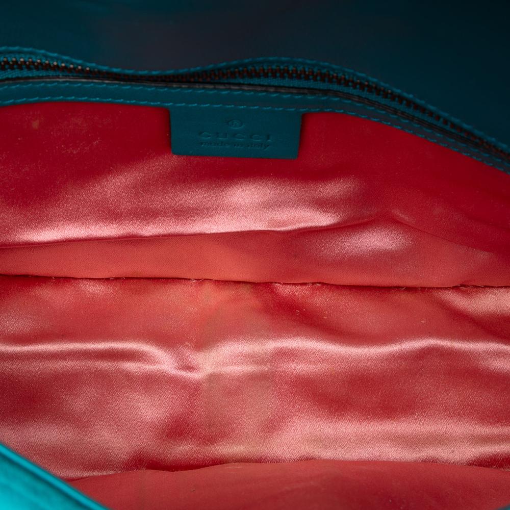 Gucci B Gucci Blue Turquoise Velvet Fabric Medium GG Marmont Matelasse Shoulder Bag Italy