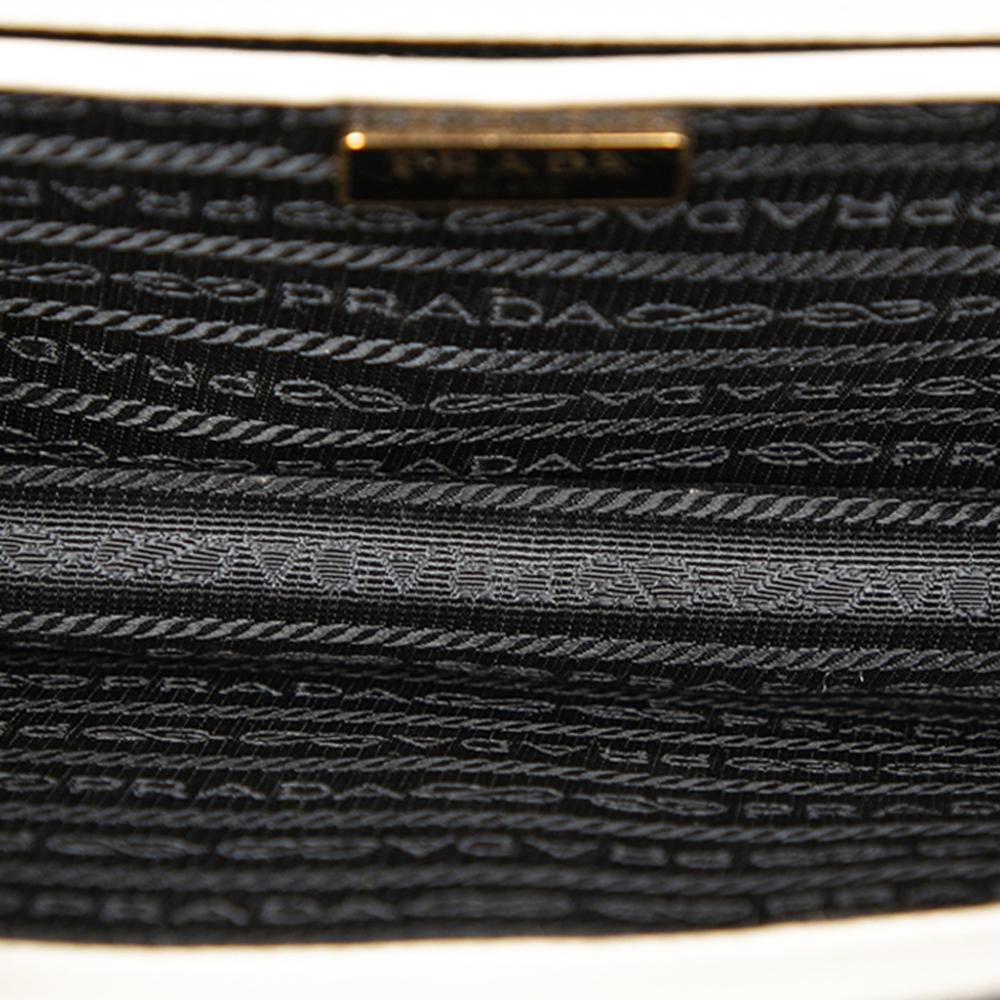 Prada B Prada White Saffiano Leather Lux Envelope Chain Flap Italy